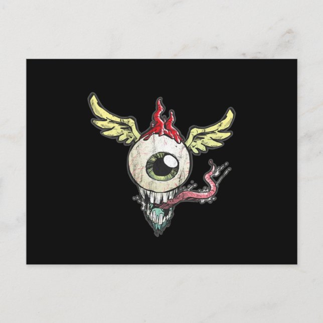 Flying Eyeball With Wings And German Helmet  Postcard (Front)
