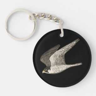 Flying Falcon Coloured Pencil art on black Keychain