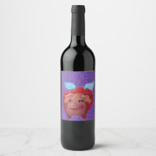 Flying fat pig wine label
