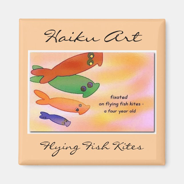 Flying Fish Kites Haiku Art Magnet (Front)