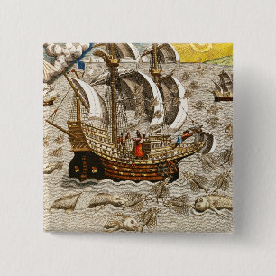 Flying Fish Meet in the Torrid Zone 2 Inch Square Button