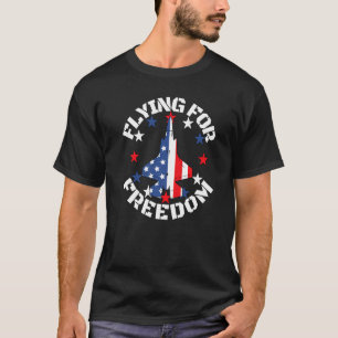 Flying for Freedom American Flag Jet Fighter Pilot T-Shirt