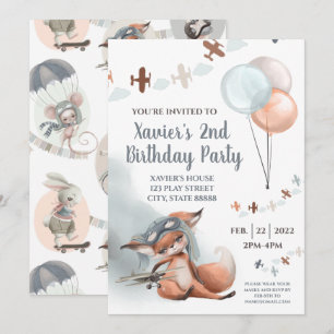Flying Fox Birthday Party Invitation