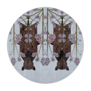 Flying Fox Sky Blue Round Glass Cutting Board