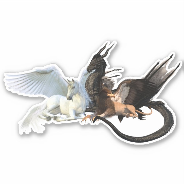Flying Friends Dragon Griffin Unicorn Pegasus (Front)