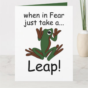 Flying Frog Taking A Leap When In Fear Funny Card