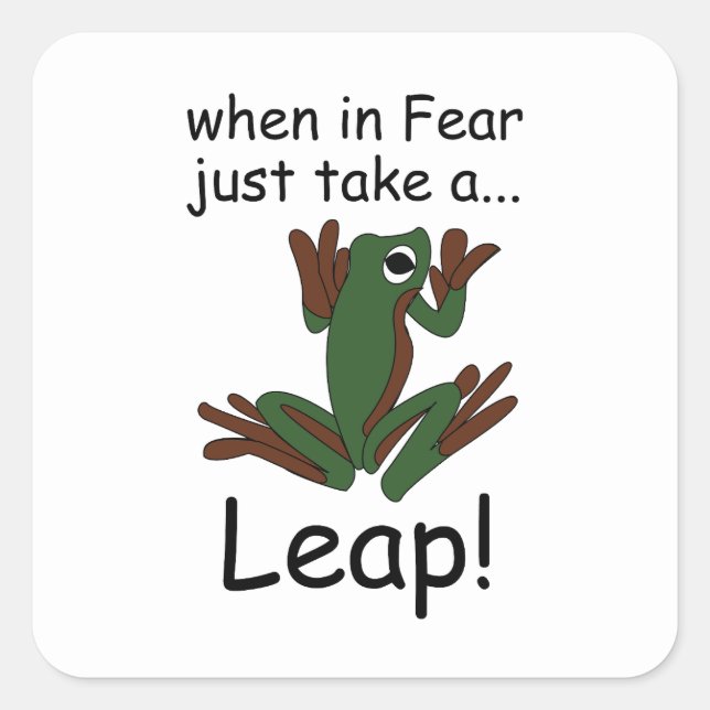 Flying Frog Taking A Leap When In Fear Funny Square Sticker (Front)