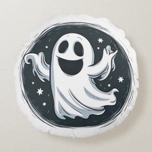 Flying Ghost Round Pillow (Front)