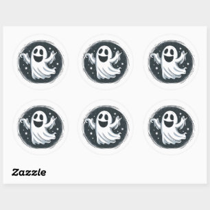 Flying Ghost Round Sticker Set
