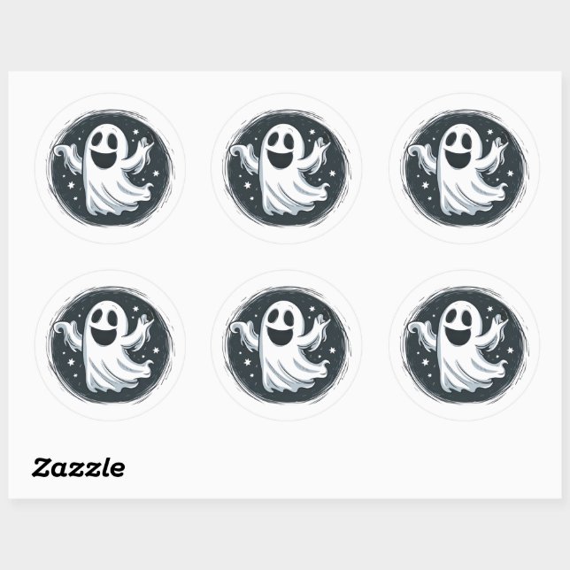 Flying Ghost Round Sticker Set (Sheet)