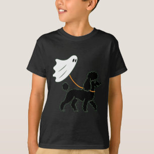 Flying Ghost Walking Black Poodle - Dog Mom Dad T-Shirt