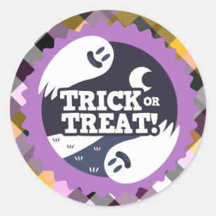 Flying Ghosts Trick or Treat Halloween Classic Round Sticker