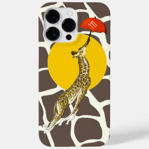 Flying Giraffe Red Umbrella Brown Giraffe Pattern Case-Mate iPhone 14 Pro Max Case