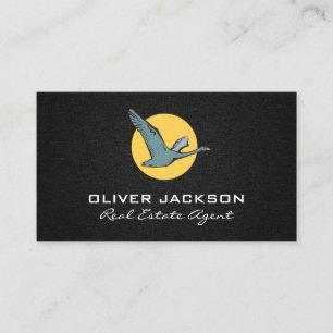 Flying Goose Icon Linen Background Business Card