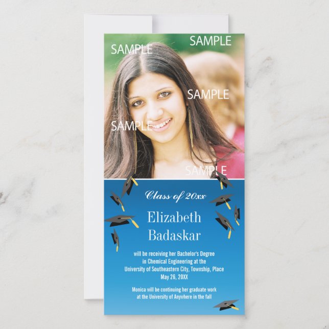 Flying Graduation Caps Announcement (Front)