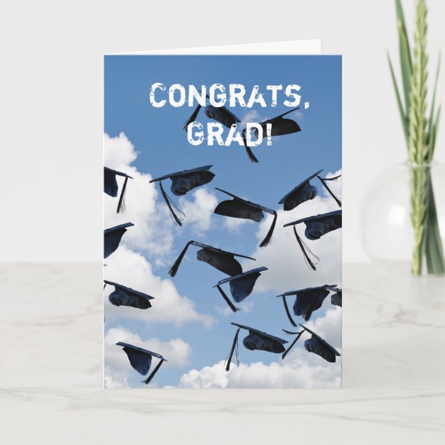 flying graduation caps card (Front)