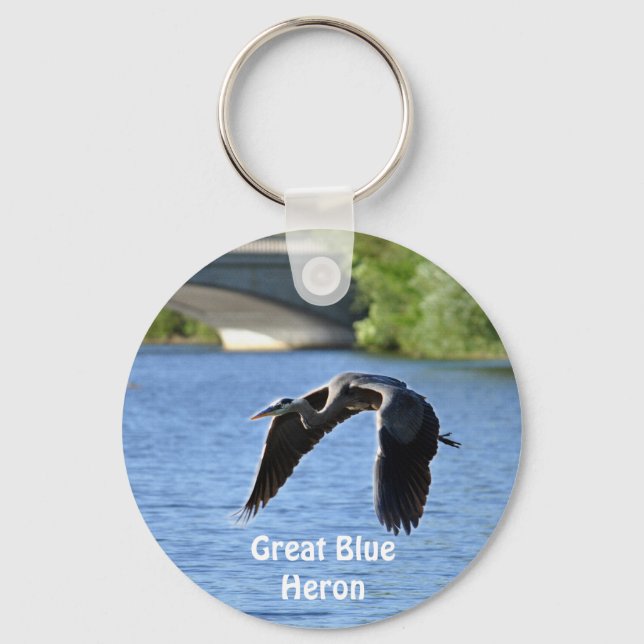 Flying Great Blue Heron Key-chains Keychain (Front)