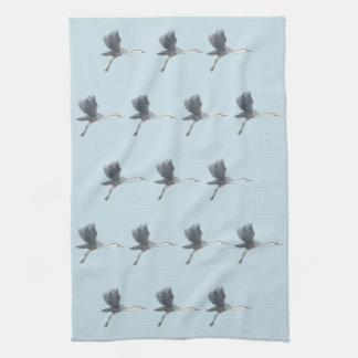 Flying Great Blue Heron Pattern Kitchen Towel