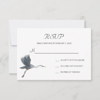 Flying Great Blue Heron Wedding RSVP Postcard