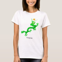Flying green dragon with golden ball & calligraphy