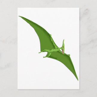 Flying Green Pterodactyl Postcard