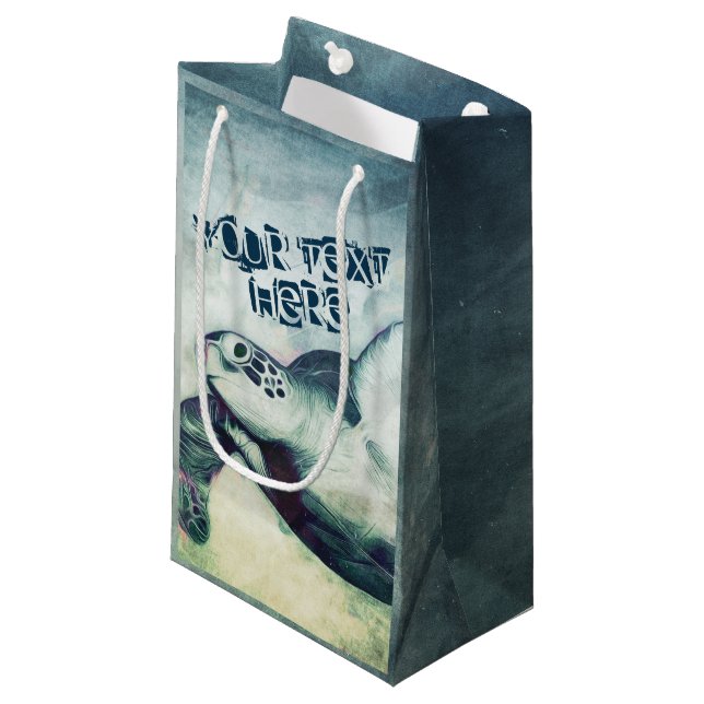 Flying Green Sea Turtle | Custom Gift Bags (Front Angled)