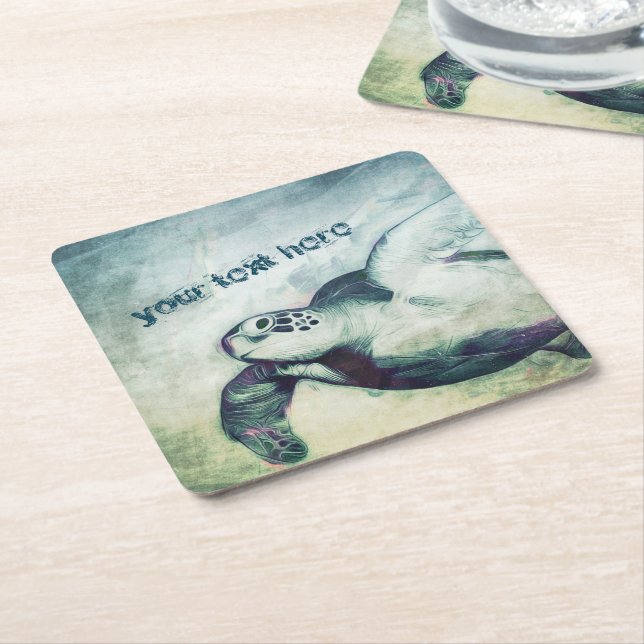 Flying Green Sea Turtle | Paper Coasters (Angled)