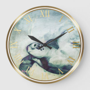 Flying Green Sea Turtle   Wall Clocks