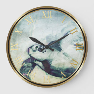 Flying Green Sea Turtle   Wall Clocks