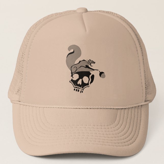 Flying Grey Death Squirrel Trucker Hat (Front)