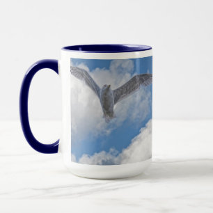 Flying Gull & Clouds Wildlife Birdlover Gift Mug