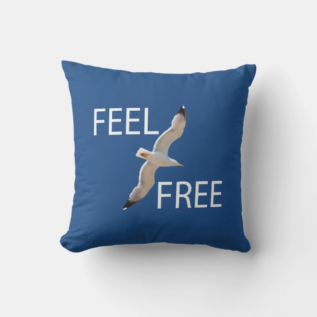 Flying gull throw pillow (Front)