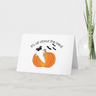 Flying Halloween Pug Ghost Funny Saying Pumpkin Card