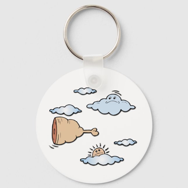 Flying Ham Bone Keychain (Front)