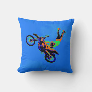 Flying Handstand - Freestyle Motocross Stunt Throw Pillow