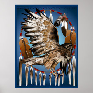 Flying Hawk Dreamcatcher Print