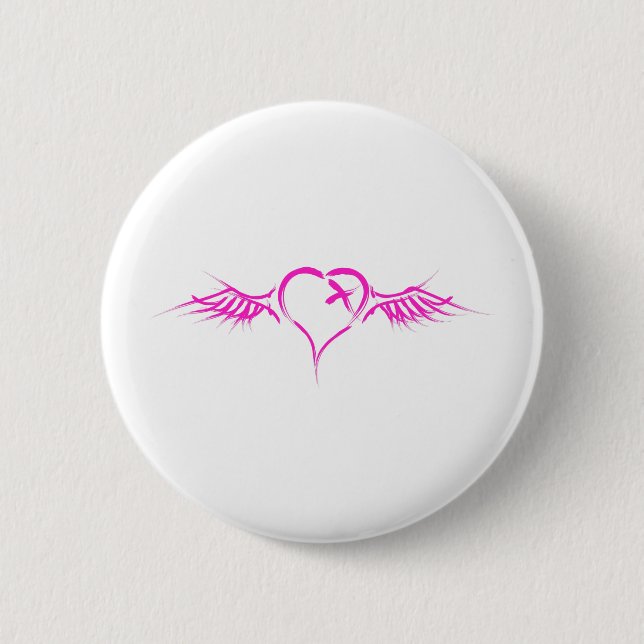 Flying Heart 2 Inch Round Button (Front)