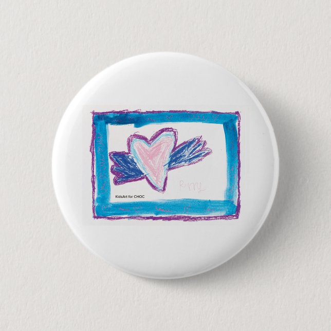 Flying Heart - Kids Art for CHOC  2 Inch Round Button (Front)