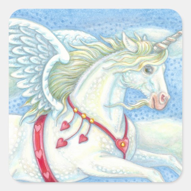 Flying Hearts Unicorn PEGASUS STICKER Sheet (Front)