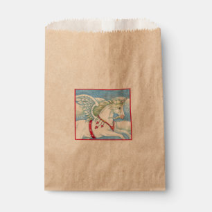 FLYING HEARTS WHITE UNICORN, FANTASY PEGASUS FAVOUR BAG