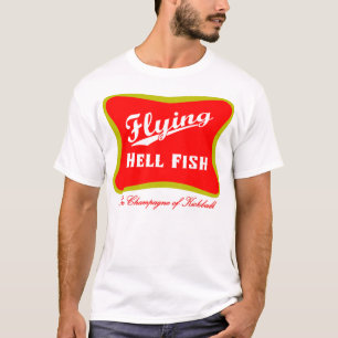Flying Hellfish Champagne - Red with Back Text T-Shirt