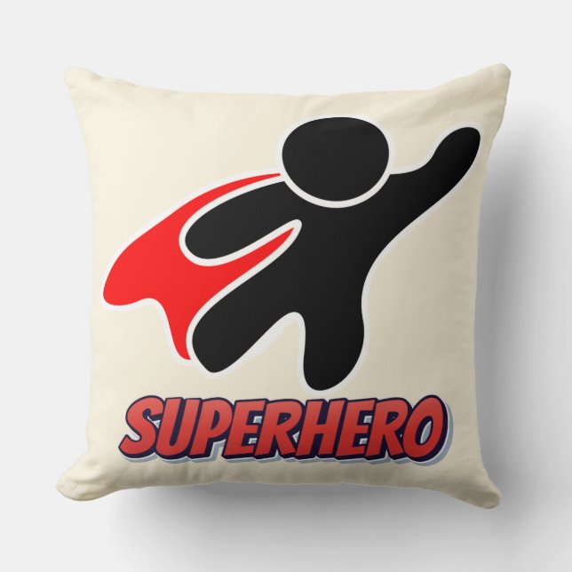 Flying Hero – Bold Comic Throw Pillow (Front)
