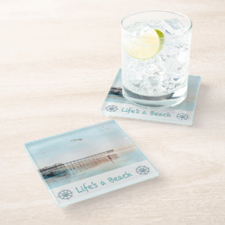 Flying High at Low Tide Glass Coaster