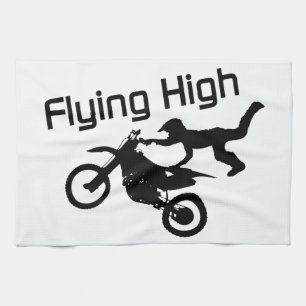Flying High Dirt Bike Stunt Kitchen Towel