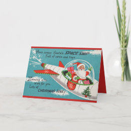 Flying High Santa with stuff for EVERYONE Holiday Card