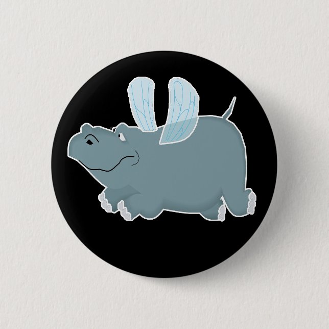 Flying Hippo 2 Inch Round Button (Front)