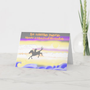 Flying Horse Birthday add name front Card