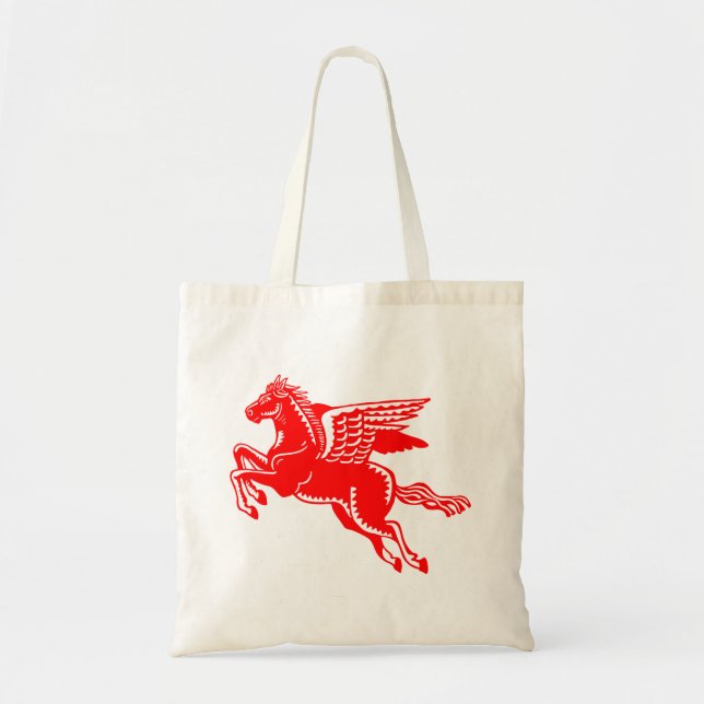 Flying Horse - Red and White Tote Bag (Front)