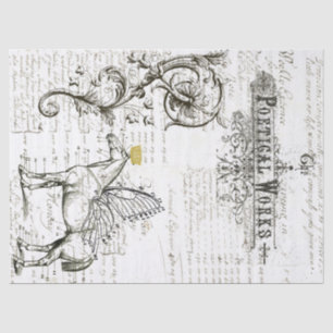 Flying Horse Script Digital Collage Tissue Paper