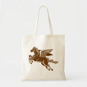 Flying Horse - Walnut Brown and White Tote Bag